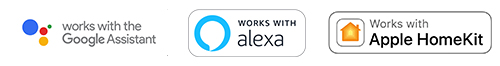 Works with Google, Amazon and Apple HomeKit