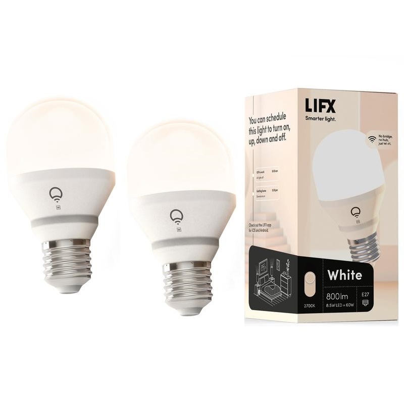 2 Pack LIFX White 800 WiFi LED Light Bulb E27 Edison Screw