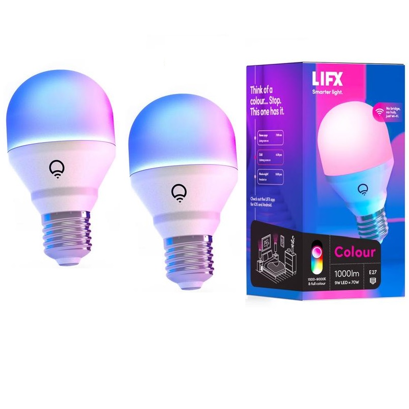 2 Pack LIFX Colour 1000 WiFi LED Light Bulb E27 Screw