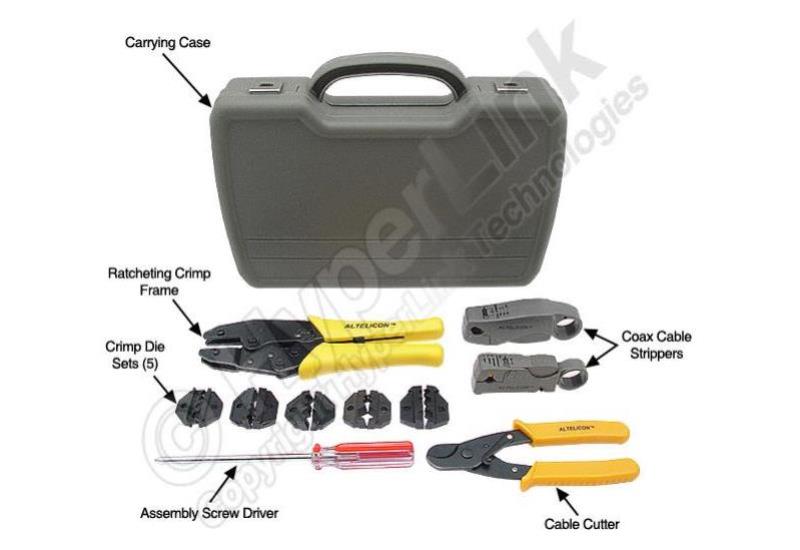 Coax Cable Crimp and Strip Tool Kit Hand Tools