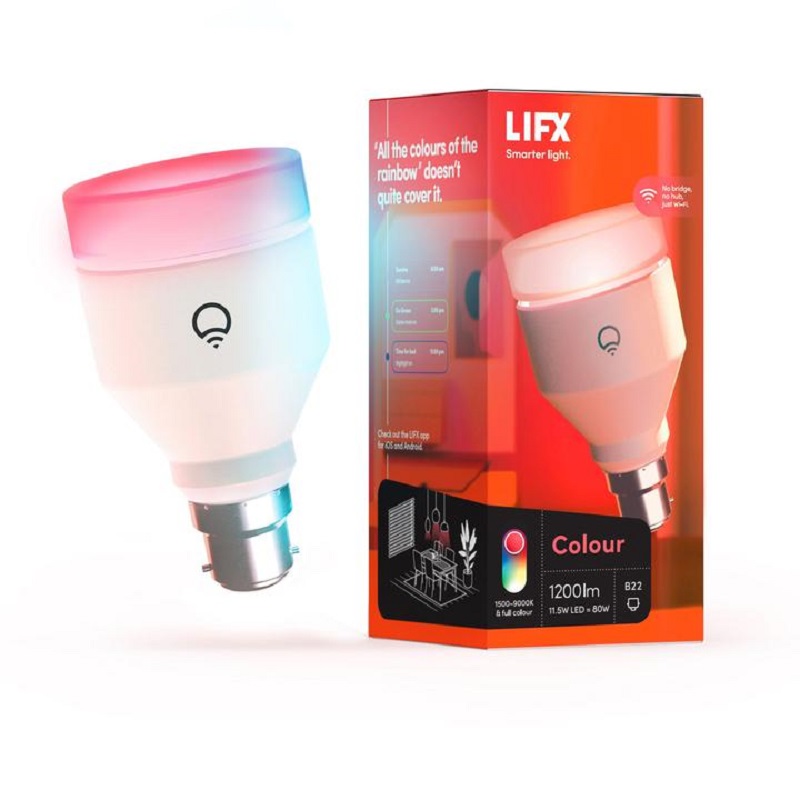 LIFX Colour 1200 Lumens A60 B22 Wi-Fi Controlled LED Bulb
